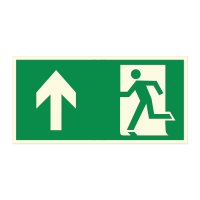 Знак «Направление к эвакуационному выходу прямо (левосторонний)»