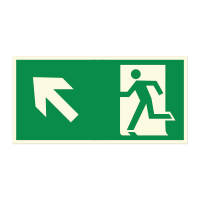 Знак «Направление к эвакуационному выходу налево вверх»