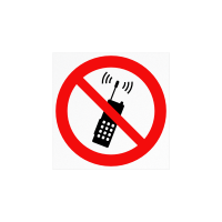 Знак «Запрещается пользоваться мобильным (сотовым) телефоном или переносной рацией»