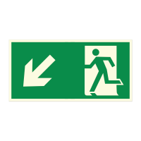 Знак «Направление к эвакуационному выходу налево вниз»