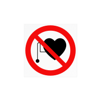 Знак «Запрещается работа (присутствие) людей со стимуляторами сердечной деятельности»