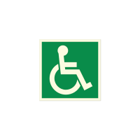 Знак «Направление к эвакуационному выходу для инвалидов-колясочников (правосторонний)»