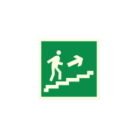 Знак «Направление к эвакуационному выходу по лестнице вверх (правосторонний)»
